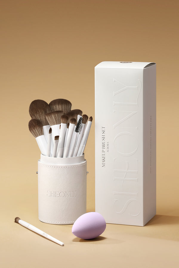 16 Pcs Pure White Professional Makeup Brush Set for Foundation Powder Concealers Eye Shadows Blush