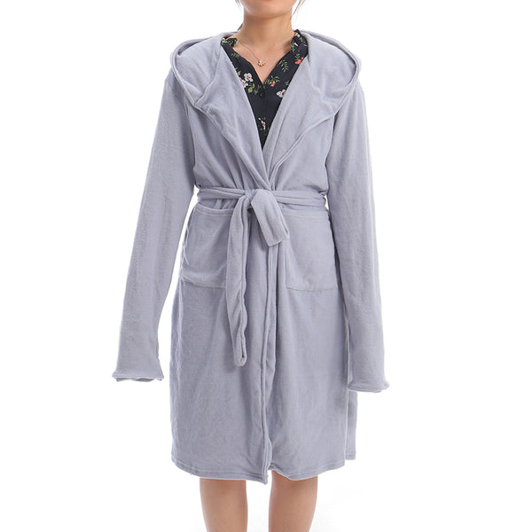 Women Hoodie Blanket Solid Long Hooded Bath Robe