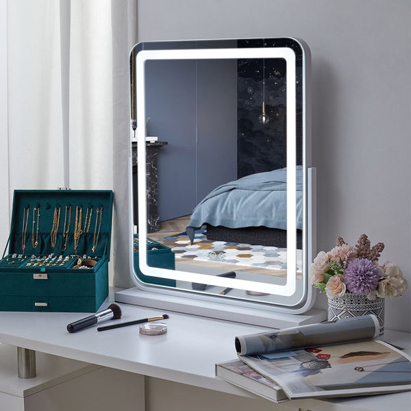 White Rectangle Frameless LED Makeup Vanity Mirror-48x59cm