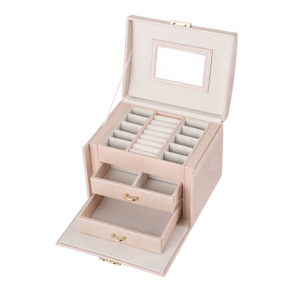 Multi-Function Faux Leather Jewellery Storage Box with Drawers