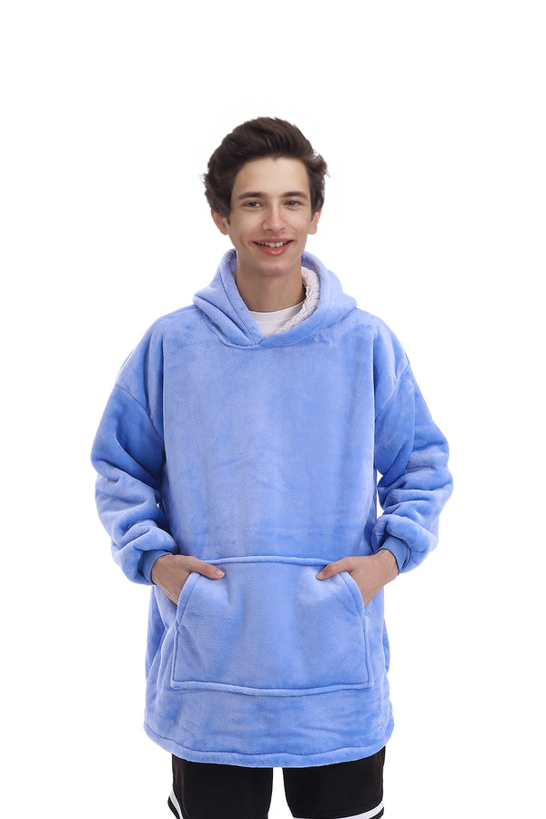 Oversized Hoodie Blanket with Comfort and Warm Sherpa Flannel