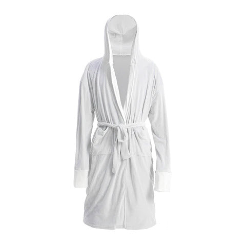Grey Contrast Colour Flannel Hooded Bath Robe